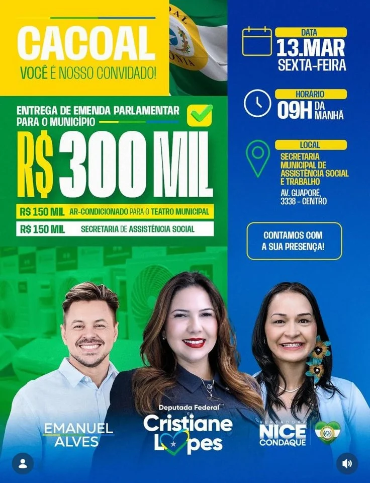 Deputada federal Cristiane Lopes em Cacoal