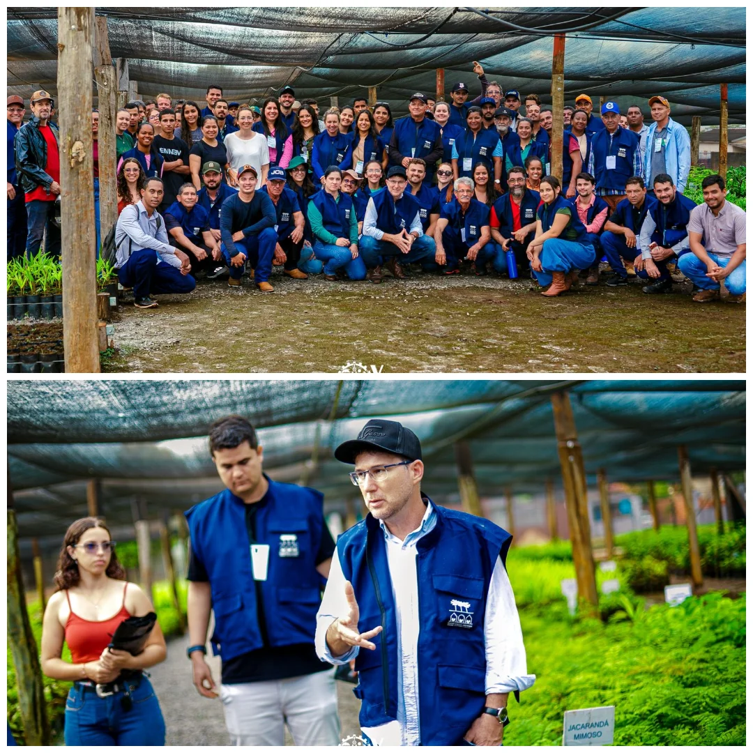 Colagem de duas fotos mostrando momentos da curso